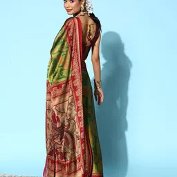KALINI Floral Printed Art Silk Party Wear Saree image 4