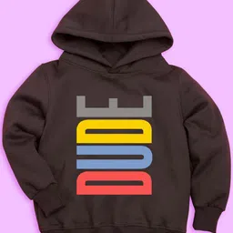 NUSYL Kids Typography Printed Hooded Fleece Pullover Sweatshirt image 4