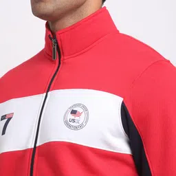 Rodamo Men Red & White Colourblocked Sweatshirt image 3