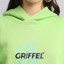 GRIFFEL Typography Printed Hooded Fleece Pullover Sweatshirt image 5