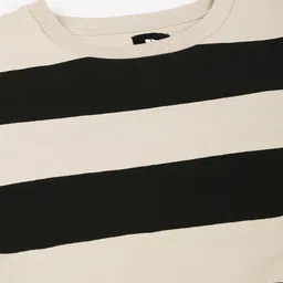 Dennis Lingo Men Cream and Black Striped Sweatshirt image 5