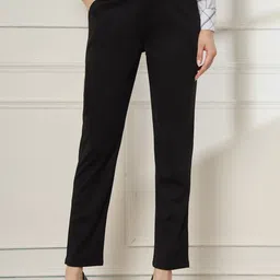 FITHUB Women Slim Fit High-Rise Wrinkle Free Trousers image 1