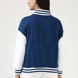 FILMODE Women Colourblocked Fleece Varsity Jacket image 3