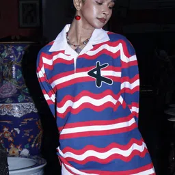 KNN Calcutta Unisex Striped Polo Collar Cotton Oversized T-shirt-picture-24