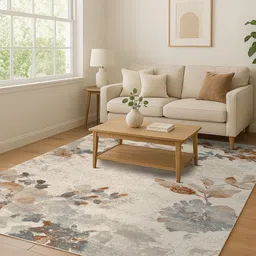OBSESSIONS Beige & Grey Floral Printed Carpet-picture-43