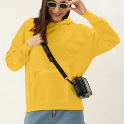 Leotude Women Solid Hooded Long Sleeves Regular Sweatshirt-picture-24