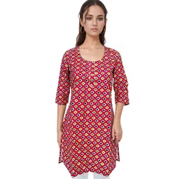 RAYINVENT Ethnic Motifs Printed Round Neck Gotta Patti Pure Cotton Straight Kurtas-picture-10
