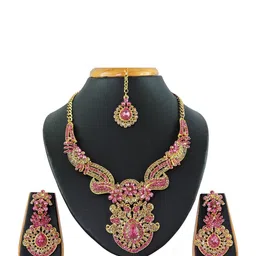 VATSALYA creation Gold-Plated Artificial Stone Studded Jewellery Set-picture-41