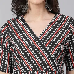 KALINI Geometric Printed Regular Cotton Straight Kurta image 5