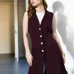 IUGA Women Solid Sleeveless Longline Shrug image 5