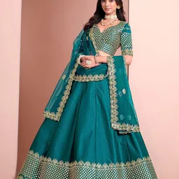 ODETTE Embellished Semi-Stitched Lehenga & Unstitched Blouse With Dupatta image 5