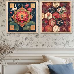 Kotart Brown & Green Set of 2 Piece Wood Floral and Botanical Wall Paintings-picture-36
