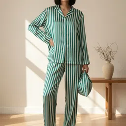 STREET 9 Striped Shirt Collar Night Suit-picture-25