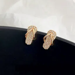 FIMBUL Gold-Plated Rhinestone Studded Quirky Studs-image-67