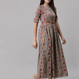 aayu Floral Print Crepe Fit & Flare Maxi Dress image 3