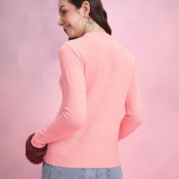 DressBerry Round Neck Pullover With Faux Fur Trim image 2