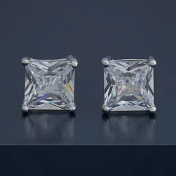Kushal's Fashion Jewellery 92.5 Sterling Silver Rhodium-Plated Square Shaped Studs-picture-39