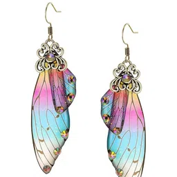 EL REGALO Artificial Stones Studded Butterfly Shaped Enamelled Drop Earrings image 4