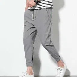 mas fashion Men Solid Grey Track Pants image 2