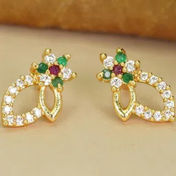 Anouk American Diamond Floral Studs Earrings-picture-10