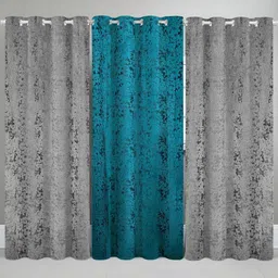 IVAZA Set of 3 Textured Velvet Curtains-image-99