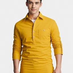 Navkanj Mandarin Collar Roll-Up Sleeves Cotton Straight Kurta-picture-20