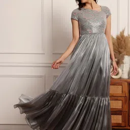 Miss Chase Womens Asymmetric Short Sleeve Embellished Tiered Chiffon Maxi Dress-image-35