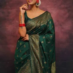 Bhagirath Fashion Woven Design Zari Silk Blend Heavy Work Saree-picture-31