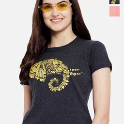 Dreambe Women Pack Of 2 Graphic Printed Round Neck Cotton T-shirts-image-69