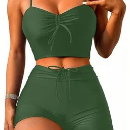 BEACH RIOT Ruched Tie-Up Crop-Top & High-Rise Shorts Swim Set-image-6