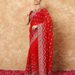 chhabra 555 Women Embroidered Georgette Saree image 2
