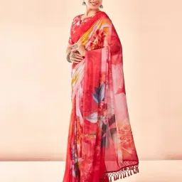 svaraa Women Floral Print Saree with Blouse Piece image 2