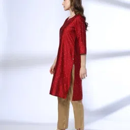 avaasa mix n' match Women Floral Print Straight Kurta image 2