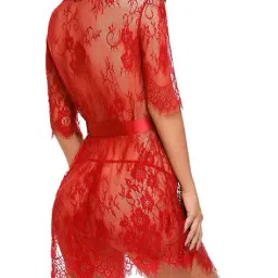 beach curve Women Lace Babydoll with Waist Tie-Up image 2