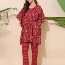 zelena Women Floral Print Kaftan & Pants Set image 2