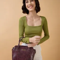 caprese Women Croc-Embossed Satchel Bag with Detachable Strap image 2