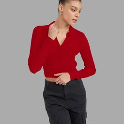 Maheshvi Women Ribbed Crop Top image 3