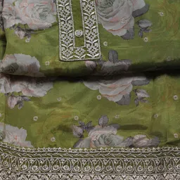 Meena Bazaar Floral Printed Sequinned Unstitched Dress Material image 4