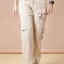 V-Mart Women Regular Fit Mid-Rise Cotton Cargos-picture-11