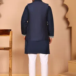 Jompers Men Floral Embroidered Kurta with Pyjama & Waistcoat image 5