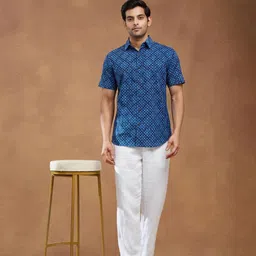 Fabindia Men Slim Fit Polka Dots Printed Spread Collar Cotton Casual Shirt image 5