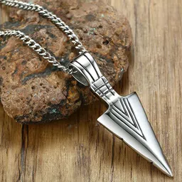 P. R. PRINTS Stainless Steel Silver-Plated Arrow Pendants With Chains-picture-41