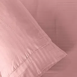 LABHAM Pink Striped Cotton 210 TC King Bedsheet with 2 Pillow Covers image 4
