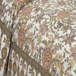 JAIPUR FABRIC Off White Floral 180 TC King Bedsheet with 2 Pillow Covers image 2