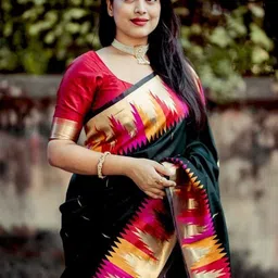 CaniBani Woven Design Zari Silk Blend Banarasi Saree image 3