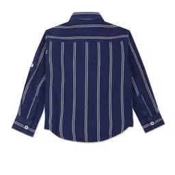 U.S. Polo Assn. Kids Boys Classic Vertical Stripes Spread Collar Cotton Casual Shirt image 2