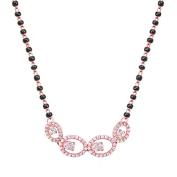 GIVA 925 Sterling Silver Rose Gold-Plated Black Beaded & Studded Eternal Love Mangalsutra image 3