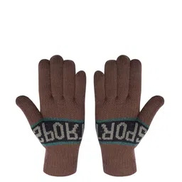 LOOM LEGACY Men Patterned Winter Acrylic Woollen Hand Gloves image 4
