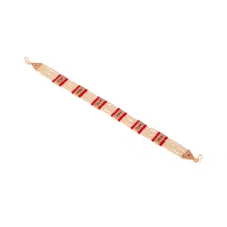 Silvermerc Designs Gold-Plated Red Stone Studded Pearl Beaded Matha Patti image 4