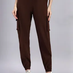 NATURE CRAFT Women Jogger Fit Mid-Rise Cotton Cargos-image-22